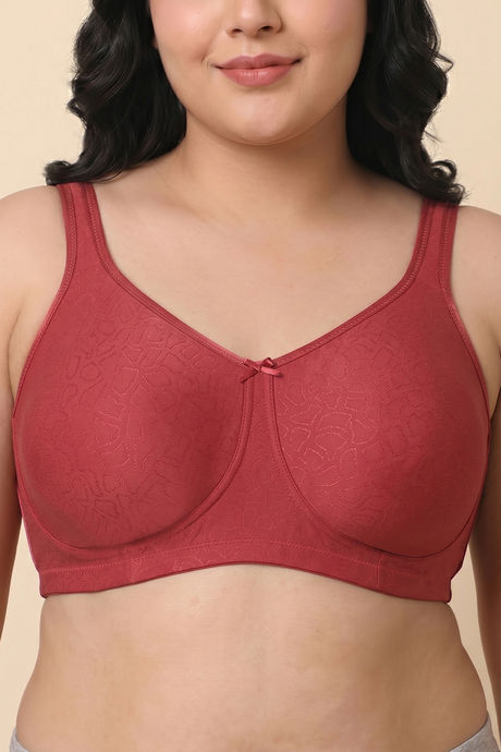 Zivame True Curv Jacquard Single Layered Non Wired Full Coverage Super Support Bra - Garnet Rose — image 3